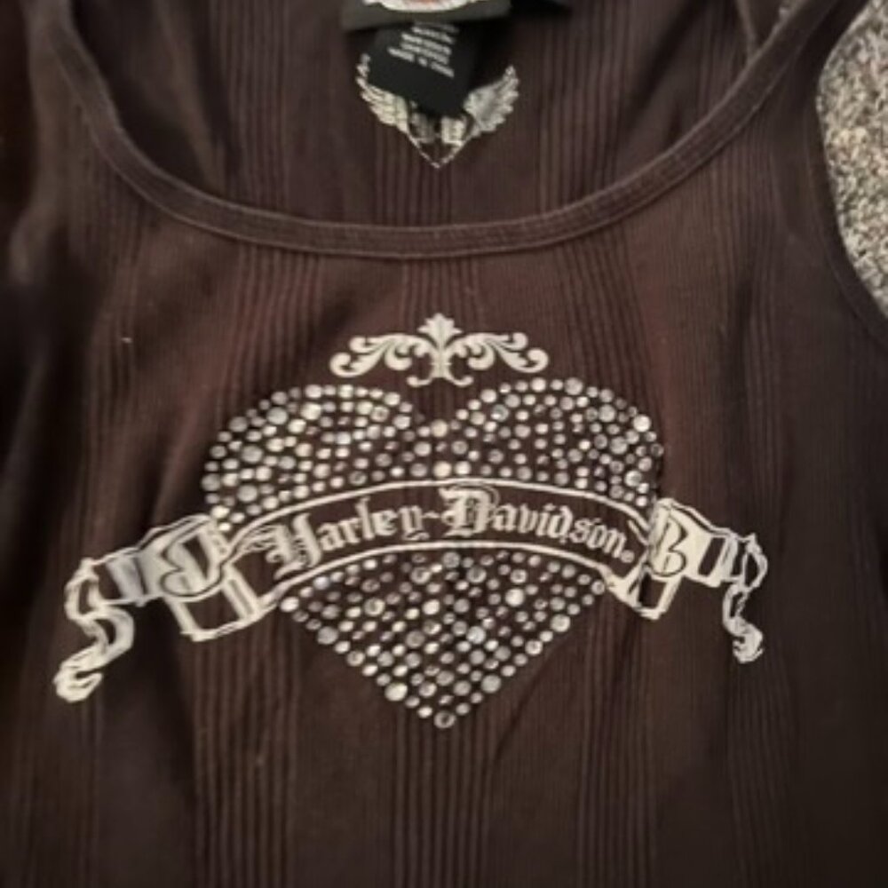 Harley-Davidson Rhinestone Heart Tank Top - Picture 2 of 5
